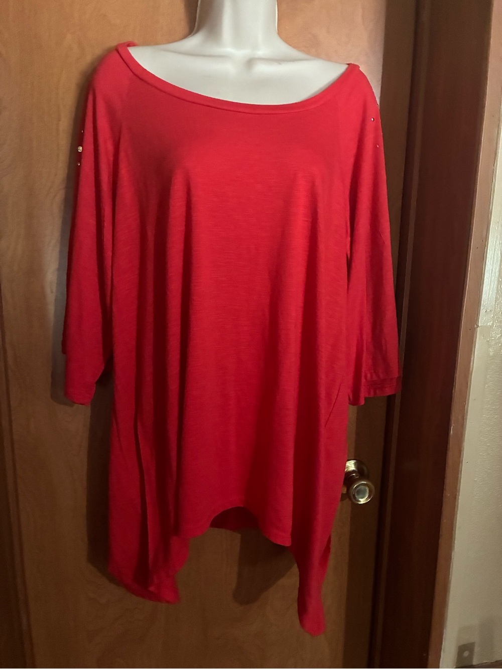 Goddess Red Off-Shoulder Tunic Top